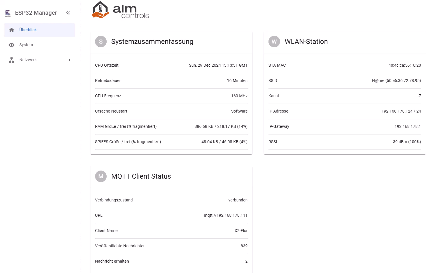 Webportal Digital Thermostat ALM-X2